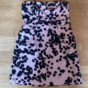 Pink and Black Strapless Dress by The Limited